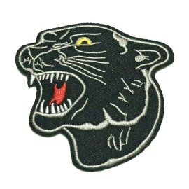Athena Brands Cool Black PANTHER Face Patch Embroidered DIY Iron On Applique Big Cats Clothing
