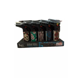 Eagle Egl Sky Torch SUGAR SKULL Gun Jet L/ Butane Refillable 4 Pack plus 2 290ml Fuel