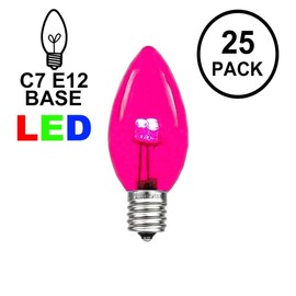 Novelty Lights 25 Pack C7 LED Outdoor Patio Party Christmas Replacement Bulbs, Pink, 3 LED's Per Bulb, Energy Efficient…