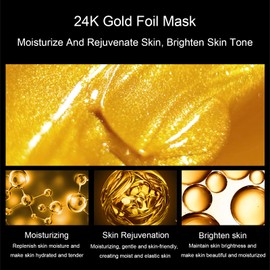 8Pcs Collagen-Gold-Gesichtsmaske 24k, Vegane Gold Maske Gesicht | Anti-Aging, Anti-Falten, Feuchtigkeitsspendende | Reduziert Feine Linien, Augenringe und Geschwollene Augen