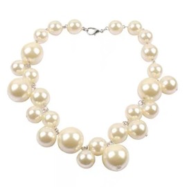 Jotml Large Pearl Necklace, 1 Strand, Imitation, Casual, Oval Pearl, Jewelry, Gorgeous, Elegant, Choker, Faux Pearl, Simulated Pearl