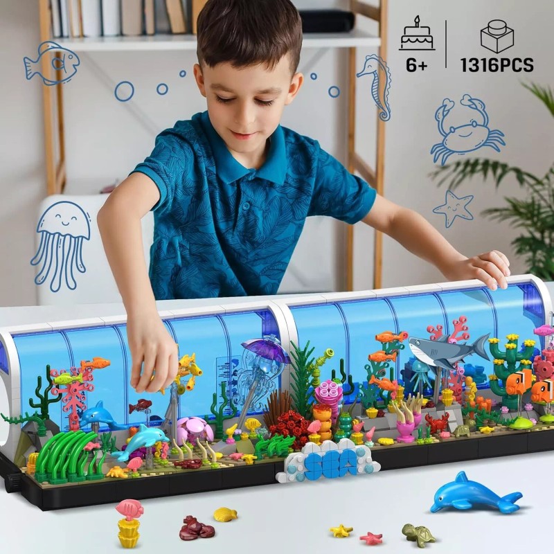 HOGOKIDS Aquarium Building Sets - 2 Styles Oceanarium Building Toy
