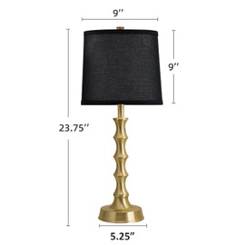 HGNPJC Set of 2 Gold Table Lamps, 24" Electroplated Gold Bamboo Base with White Linen Shade, Modern Nightstand Lamps for Bedroom, Living Room, Guest Room Decor