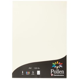 Clairefontaine - Ref 4204C - Pollen Coloured Paper (Pack of 50 Sheets) - A4 (210 x 297mm), 120gsm Paper, Inkjet & Laser Printer Compatible, Acid Free - Cream