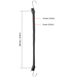 HOZEON 15 Pack 20 Inches Rubber Tarp Straps, Black Rubber Tie Down Straps with Hooks, Rubber Bungee Cords for Outdoor, Tarp Covers, Canvas Canopies, Motorcycle, and Cargo