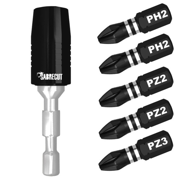 6-Piece SabreCut SCRK4 60 mm Professional Magnetic Impact Bit Holder