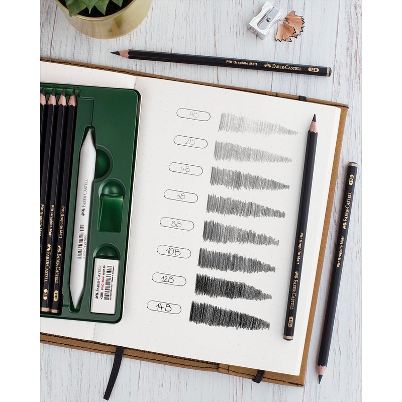 Faber-Castell 3 unidades Pitt Graphite Matte Tin - 10B, 12B,