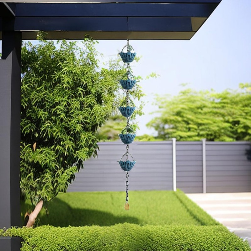 Rain Chain Gutter Downspout Catcher Outside Water Diverter Decorative Garden