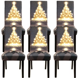 YISUN Dining Chair Covers Set of 6, Stretch Removable Washable Kitchen Chair Covers, Father Christmas Santa Super Fit Stretch Spandex Removable Washable Dining Chair Protector Cover Seat Slipcover
