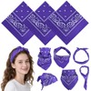 PLULON 3 Pcs Purple Bandanas Bulk 20 x 20 Inch