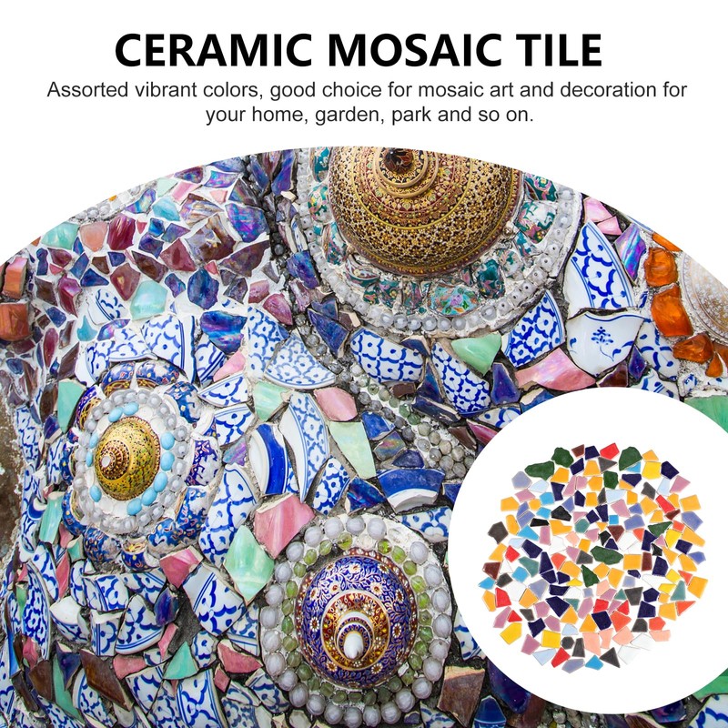 VILLCASE Ceramic Mosaic Tiles, Broken Ceramic Tiles Pieces Glazed Tiles,