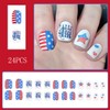 24Pcs 4th of July Press on Nails Short Square Matte