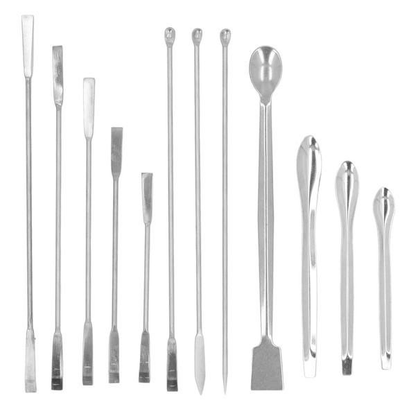 12 Pcs Lab Spatula, Stainless Steel Laboratory Measuring Spoon, Long