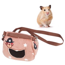 Zerodis Pet Hamster Carrier, Coffee Flannel Plush Hamster Squirrel Travel Bags Portable Breathable Small Animal Carrier Outgoing Sleeping Bag for Squirrel Hedgehog Guinea Pig (S)
