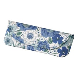 Pearl Eyeglass Case, Eyeglass Case, Semi-Hard Case, Magnetic, Unisex, Flower Pattern, Round Shape, Noble Flower, Blue, BU Mother's Day, Father's Day, Gift Present