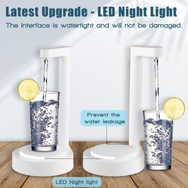 LED Bedside Water Dispenser,Desktop Water Bottle Dispenser,New Upgrade LED Light and Touch Buttons, Portable 5 Gallon Water Dispenser,with 7 Levels Pumping and Light,Suitable for Home, Office, - Color: black