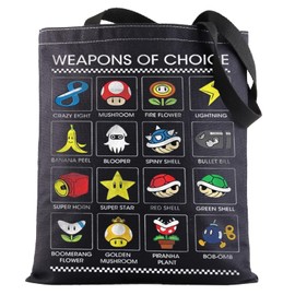 G2TUP Adventure Video Game Canvas Tote Bag 80s Nostalgia Gaming Fans Gift Weapons Of Choice Gamer Shoulder Bag (Weapons Of Choice TG)