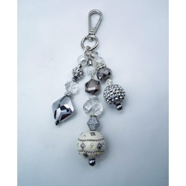 Cynthia Lynn "BAG BLING" Winter White and Silver Handbag Charm (Silver Tone Clasp)