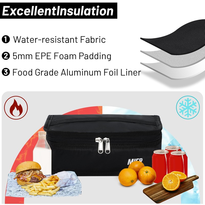 MIER Insulated Lunch Bag Small Lunch Box Bag Women Men