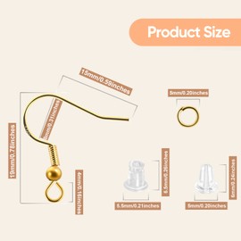 XKCWXY 925 Gold Earring Hooks,180Pcs Earring Making Kit with Hypoallergenic Earring Hooks,Jump Rings and 2 Different Clear Rubber Earring Backs for DIY Jewelry Making