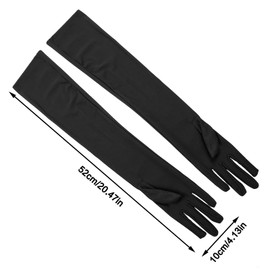 Long Opera Evening Gloves Satin Gloves Formal Fancy Dress Gloves Women Elbow Mittens for Wedding Prom Opera Party (Black)