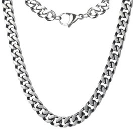 Daisy Philip 4mm CURB Mens Necklace Silver Chain Cuban - Stainless Steel Jewellery - Neck Link Chains for Men Man Women Boys Kids - 18" 20" 22" 24" 26" (18)