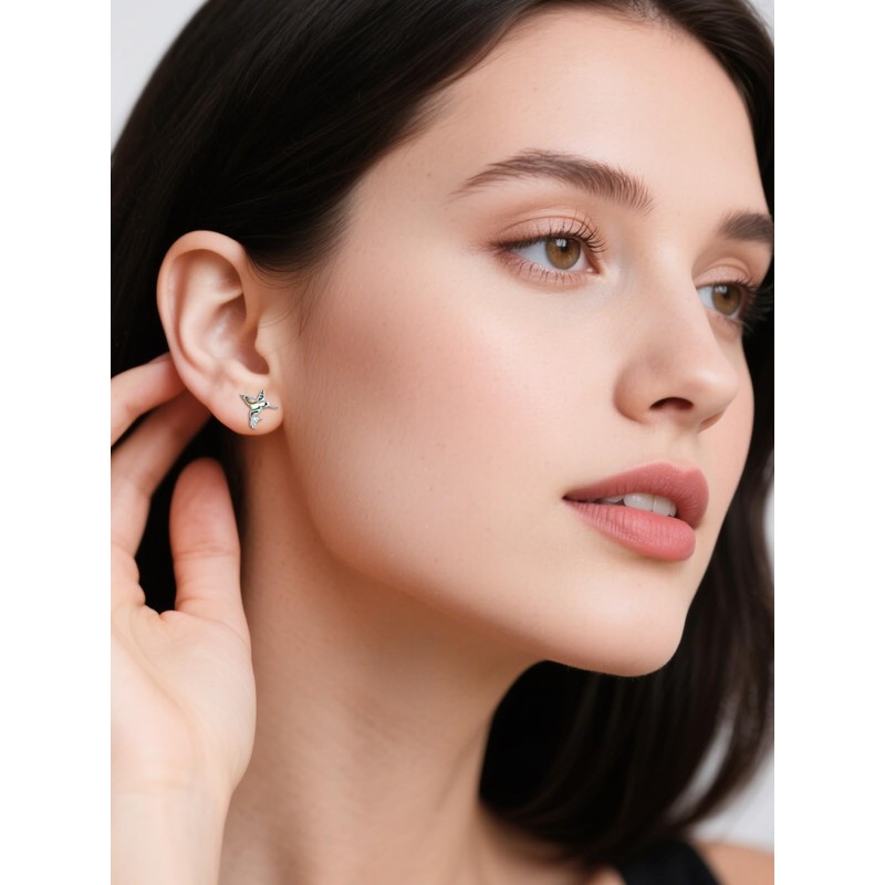 Dreamboat Hummingbird Bird Stud Earrings for Women 925 Sterling Silver