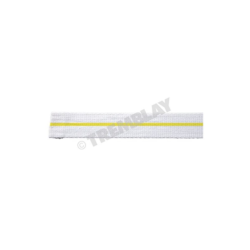 Judo Belt Roll 25m White and 1 Yellow Line, Cotton