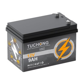 12V 9Ah Lithium LiFePO4 Battery, Rechargeable Battery, Up to 5000+ Deep Cycle Lithium Iron Phosphate Battery Built-in 15AH BMS, Ideal for Small UPS, Lighting, Solar Power, Fish Finder, Energy Storage