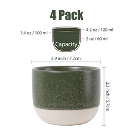 INGOFIN Ceramic Espresso Cup Set of 4-4.2 oz Espresso Cup for Coffee and Tea, Modern Porcelain Glazed Demitasse Cups, Microwave Dishwasher Safe Mugs, Suit for Espresso Machine, Mix