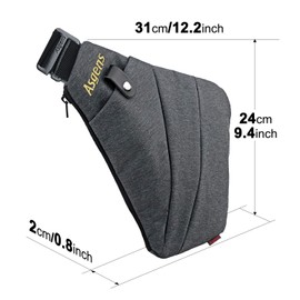 Asgens Anti-Theft Hidden Bags Multi-Purpose Security Bag Adjustable Underarm Shoulder Armpit Messenger Bag Sports Leisure Chest Bag Portable Backpack (Gray/Left Handed)