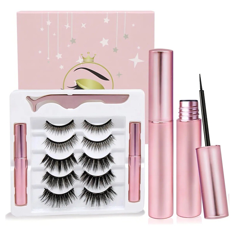 Kit De Pestañas Postizas Magnéticas & Delineador De Ojos