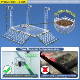 Wedoelsim Acrylic Turtle Dock Basking Platform for Aquatic Turtles, No Screwdriver Required Effortless and Sturdy，Innovative Turtle Tank Fixture for Safety, Durability (12 Inch)