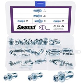Swpeet 30Pcs M4 M5 M6 Tuercas de garra con pétalos Tuercas de expansión con ensanchadores delgados con tornillos para montaje en paredes huecas de hie