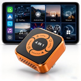 Wireless CarPlay Adapter 4 in 1-2026 Upgraded Screen Mirroring Adapter for Apple CarPlay & Android Auto & AirPlay & MirrorLink, Screen Mirror Dongle for Car, Plug & Play, Come with Type-C Extension
