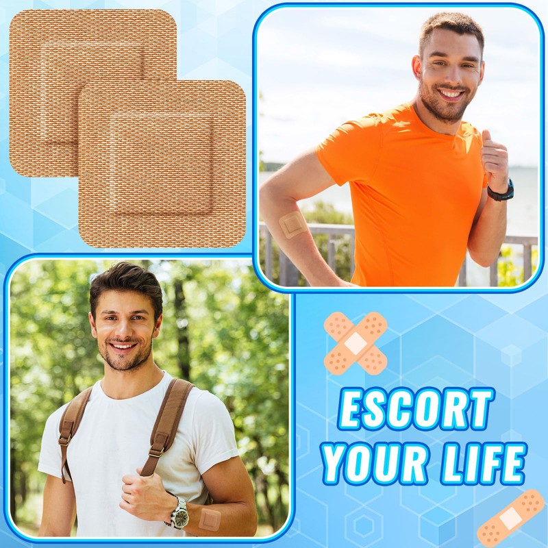 Marsui 200 Pcs Adhesive Spots Bandages Square Tan Adhesive Bandages