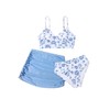 RoseSeek Girl's Swimsuits 3 Piece Floral Spaghetti Strap Wireless Swimwear
