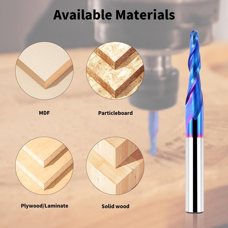 EANOSIC Tapered Ball Nose Router Bit 1/4" Shank, 1/8" Tip