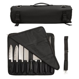 Chef Knife Roll Bag, Oxford Cloth knife bags for chefs professional, Portable 15 Slots chef bag With Zipper Close, With Adjustable Shoulder Strap knife carrying case Hold Home Kitchen Knife Tools
