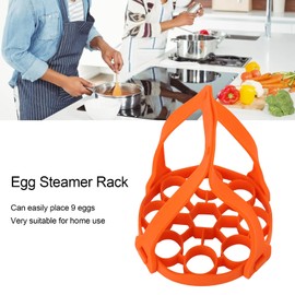 Silicone Egg Steamer Rack for Pressure Cookers, Multi Function Pots, and Slow Cookers, Dishwasher Safe, Holds 9 Eggs (Orange)
