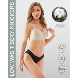 YADIFEN 5 Pack Cotton Underwear for Women Hipster Panties Low Briefs Bikini Underwears