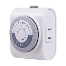 GE 24-Hour Indoor Plug-in Mechanical Timer, Big Button for Easy Programing, 1 Polarized Outlet, 30 Minute Intervals, Daily On/Off Cycle, for Lamps, Portable Fans, Seasonal Lights, 15076, Big Button 1-Outlet | Gray/White