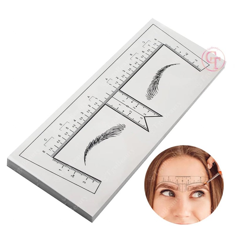 50pcs Disposable Tattoo Eyebrow Ruler Sticker with Brow Shape Eyebrow