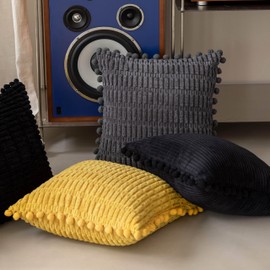 Home Brilliant 45x45 Cushions Covers Sunflower Yellow, Fluffy Corduroy Cushions 18x18, Sofa Cushion Covers with Invisible Zipper, Yellow, 45cm x 45cm
