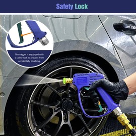 YeewayVeh Pressure Washer Gun and Foam Cannon Kit, 5000PSI Short Power Washer Gun with M22-14 Connector, 1/4 Inch Quick Connector Foam Cannon Soap Sprayer with 2 Nozzles for Car Wash, Blue