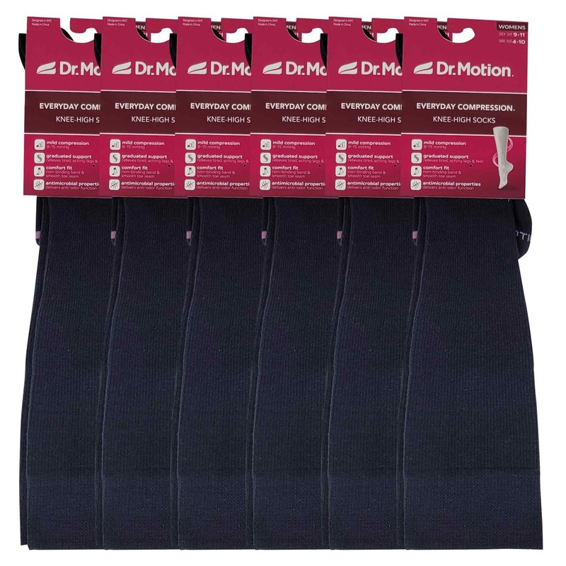 Women's Compression Socks Therapeutic Graduated (Pack of 6 Pairs) (Navy)