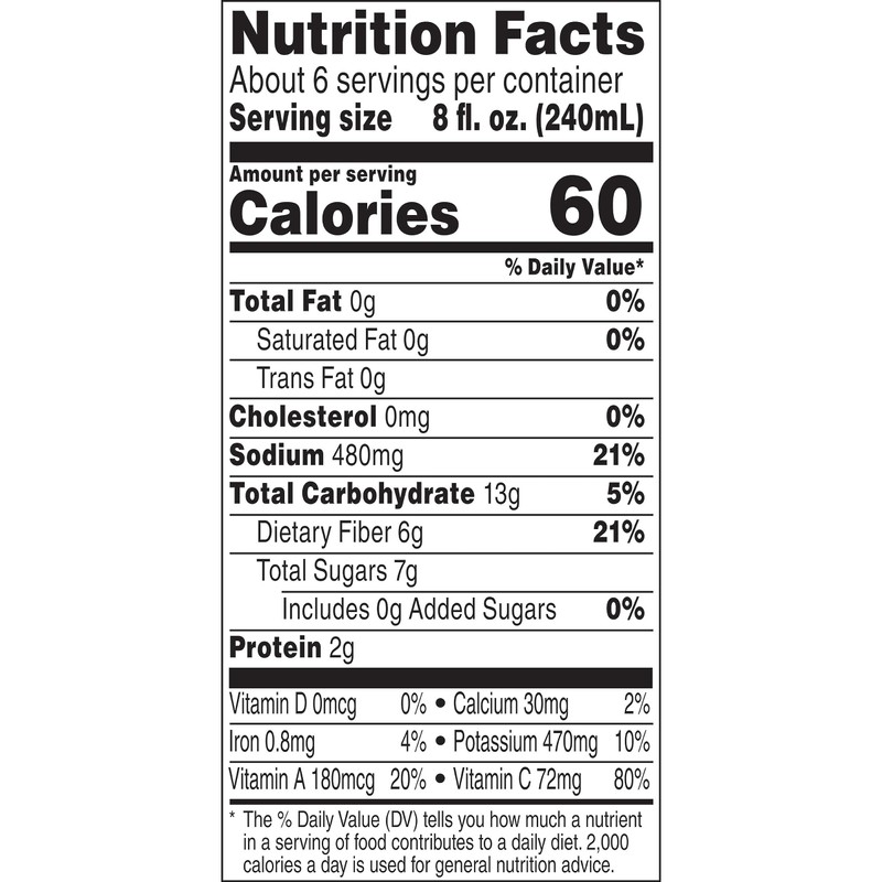 V8 High Fiber Original 100% Vegetable Juice, 46 fl oz