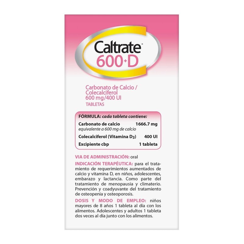 Caltrate Suplemento de Calcio 600 +D 600mg / 400 UI