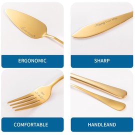 iooiluxry - Juego de cuchillos y servidores para tartas de boda, juego de corte de pasteles para regalos de boda, regalos de despedida de soltera, dorado
