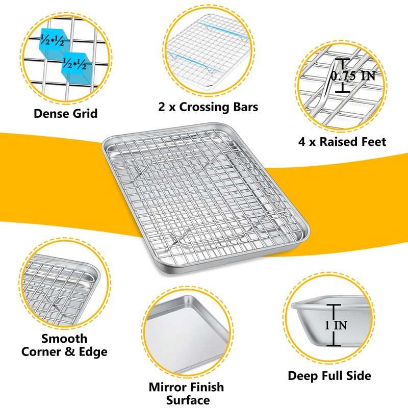 P&P CHEF 10.4 Inch Toaster Oven Pan with Rack Set,